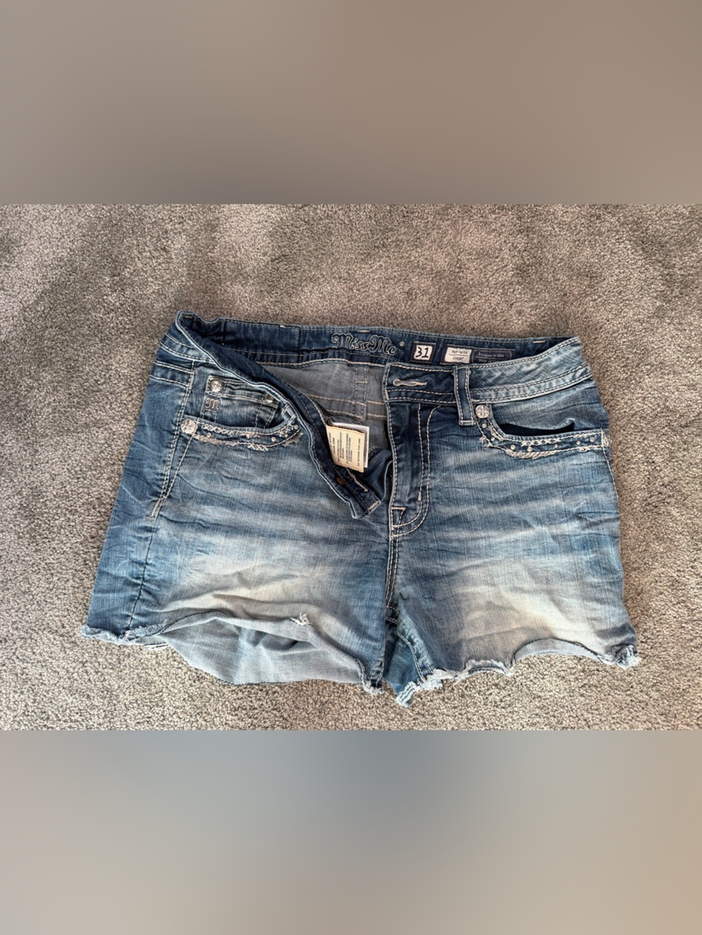 Miss Me Light Blue Distressed Denim Cutoff Shorts